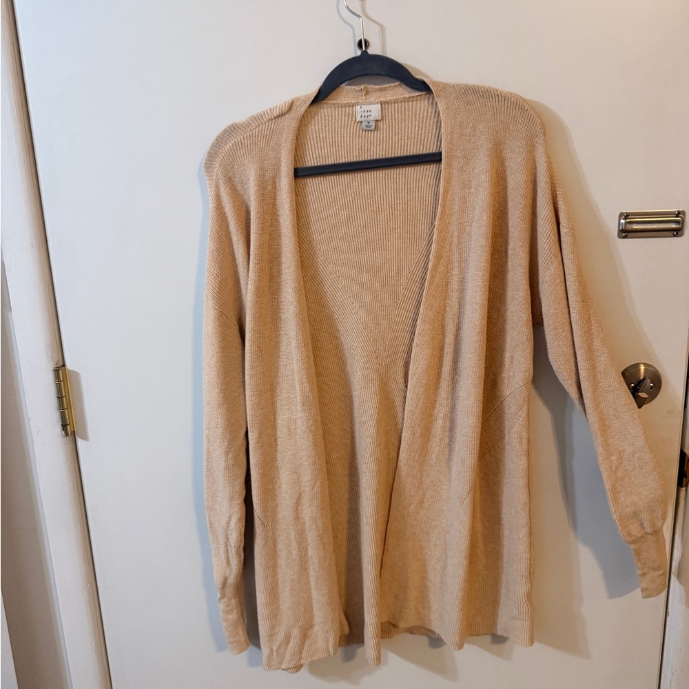 a new day Light Tan Open-Front Cardigan